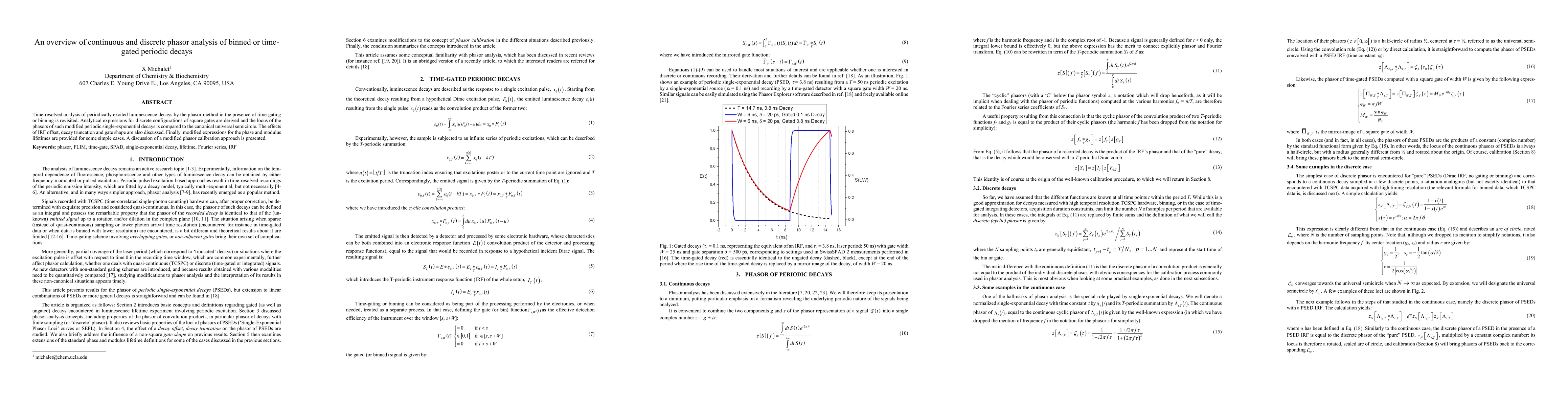 Thumbnail for An overview of continuous and discrete phasor analysis of binned or
  time-gated periodic decays