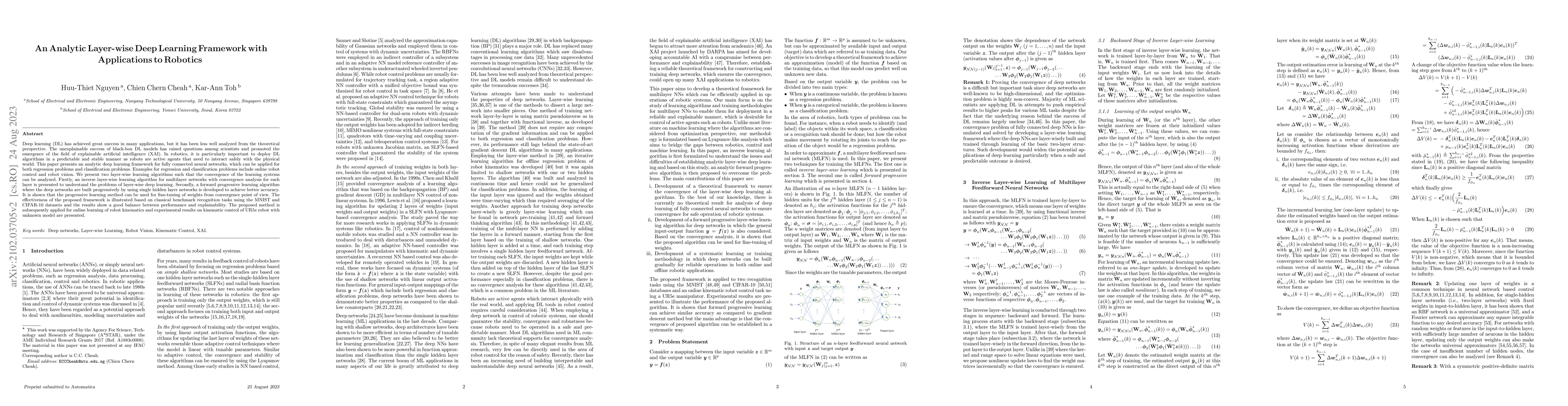 Thumbnail for An Analytic Layer-wise Deep Learning Framework with Applications to
  Robotics