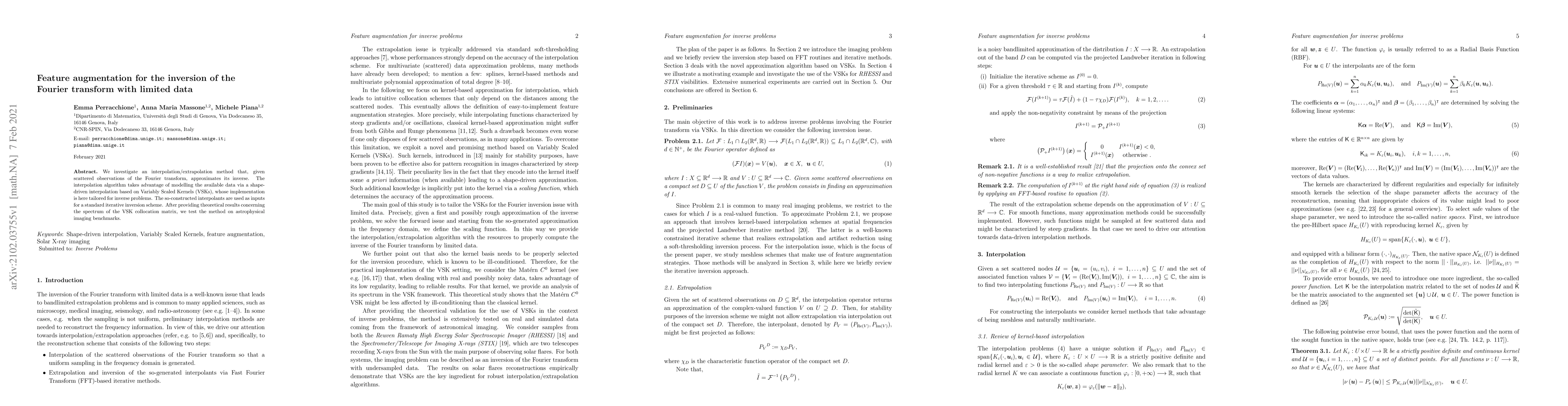 Thumbnail for Feature augmentation for the inversion of the Fourier transform with
  limited data
