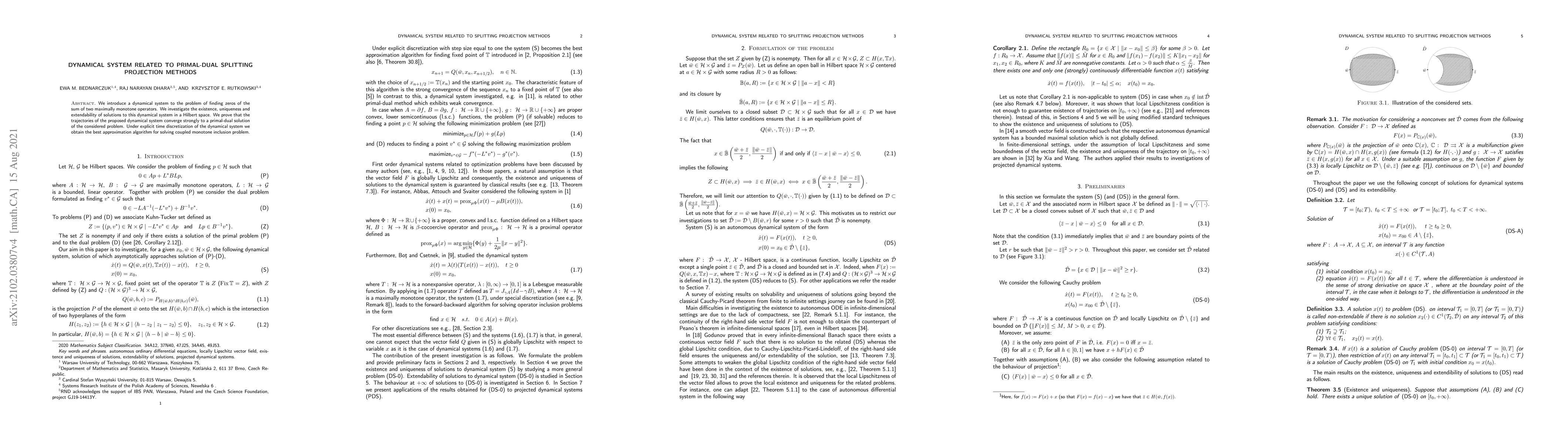 Thumbnail for Dynamical system related to primal-dual splitting projection methods