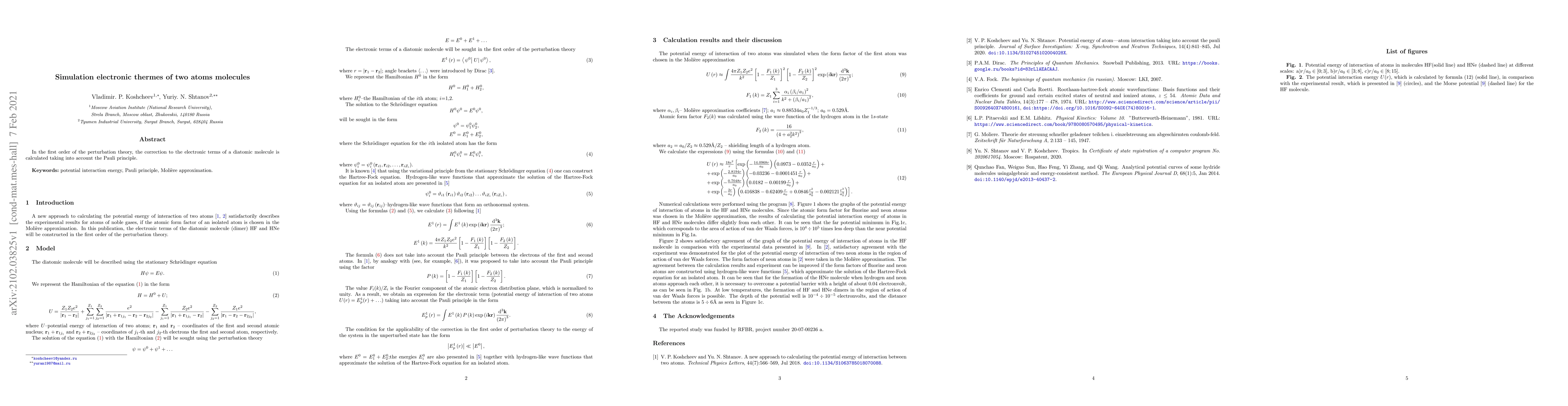 Thumbnail for Simulation electronic thermes of two atoms molecules