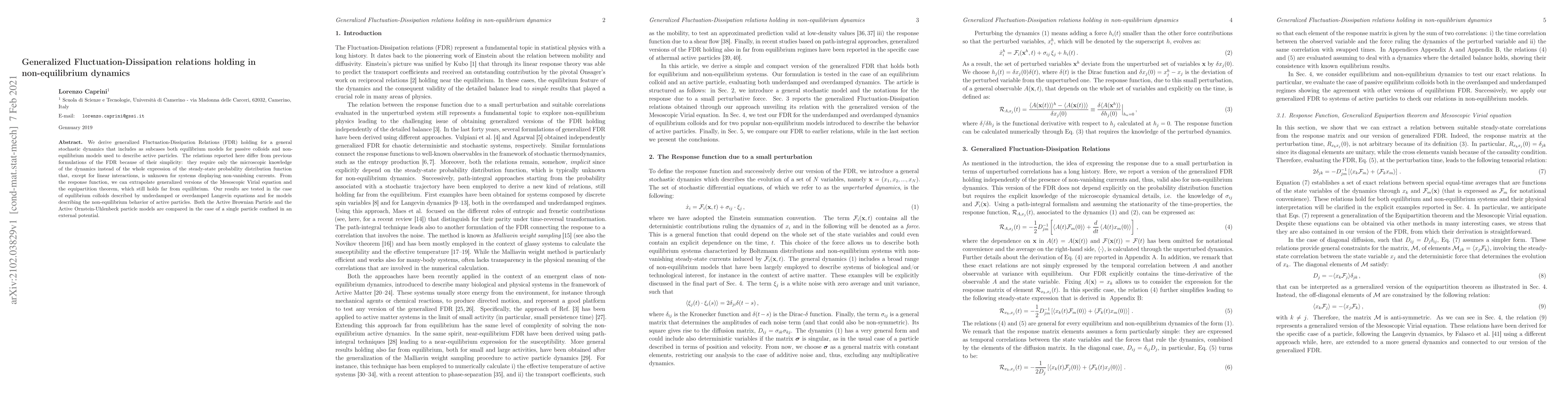 Thumbnail for Generalized Fluctuation-Dissipation relations holding in non-equilibrium
  dynamics