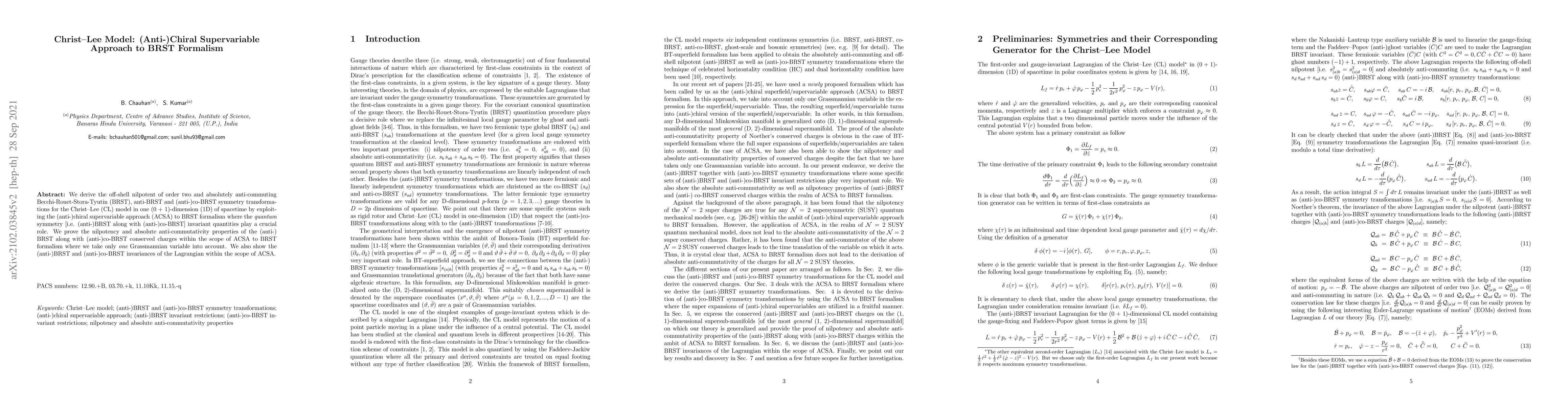 Thumbnail for Christ-Lee Model: (Anti-)Chiral Supervariable Approach to BRST Formalism
