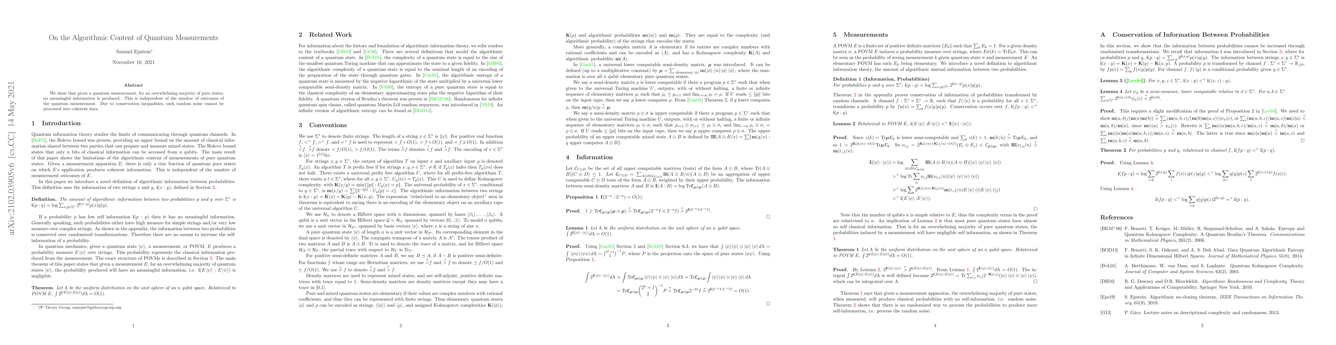 Thumbnail for On the Algorithmic Content of Quantum Measurements