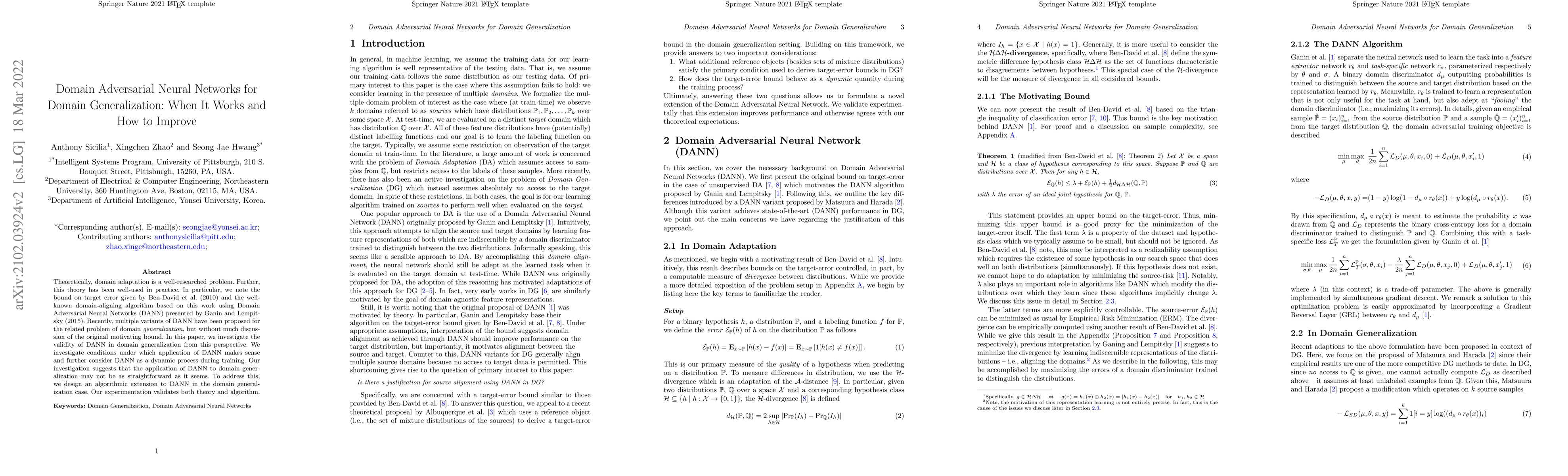 Thumbnail for Domain Adversarial Neural Networks for Domain Generalization: When It
  Works and How to Improve
