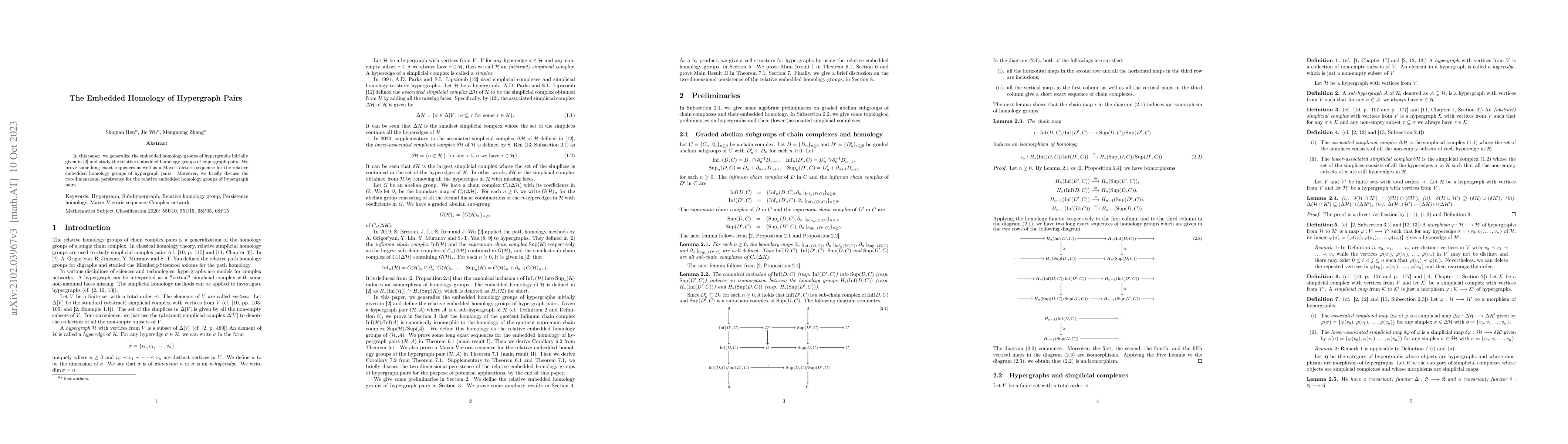 Thumbnail for The Embedded Homology of Hypergraph Pairs