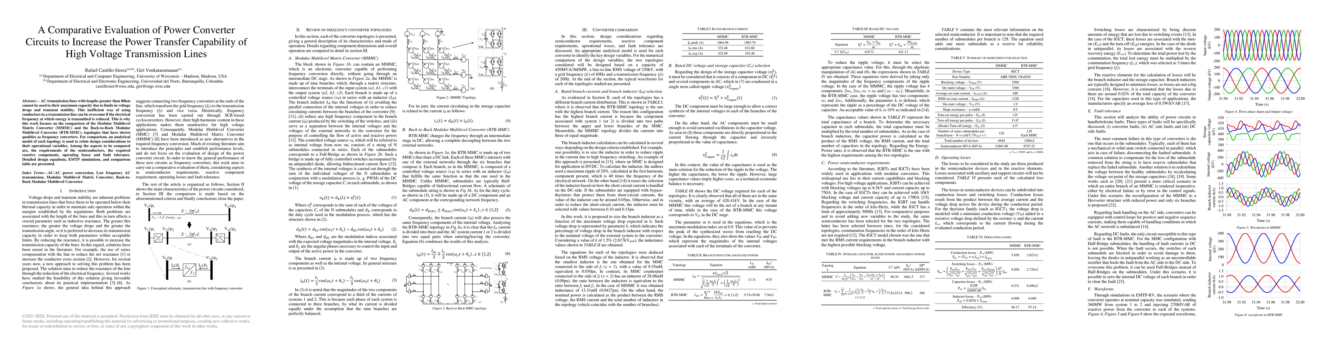 Thumbnail for A Comparative Evaluation of Power Converter Circuits to Increase the
  Power Transfer Capability of High Voltage Transmission Lines