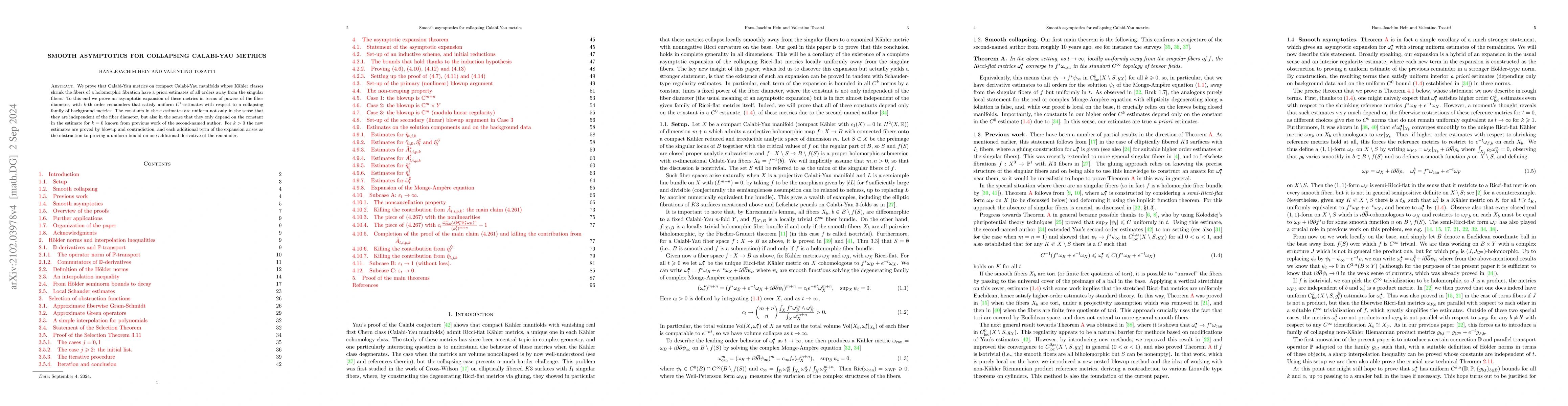 Thumbnail for Smooth asymptotics for collapsing Calabi-Yau metrics