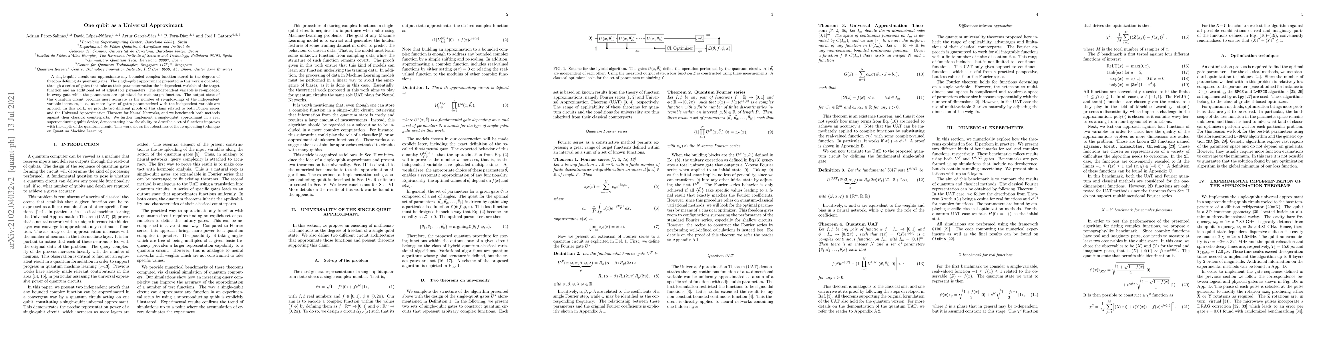 Thumbnail for One qubit as a Universal Approximant
