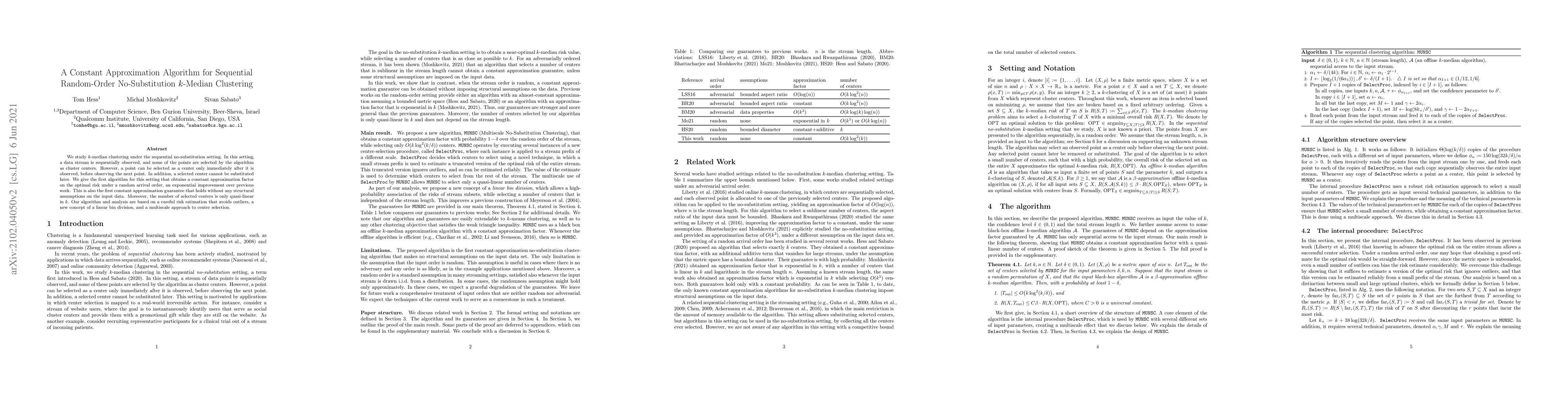 Thumbnail for A Constant Approximation Algorithm for Sequential Random-Order
  No-Substitution k-Median Clustering
