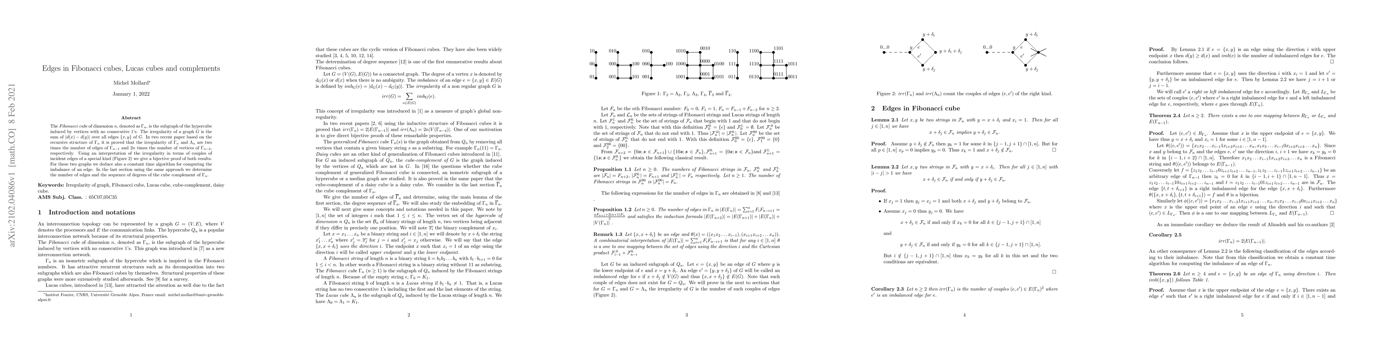 Thumbnail for Edges in Fibonacci cubes, Lucas cubes and complements