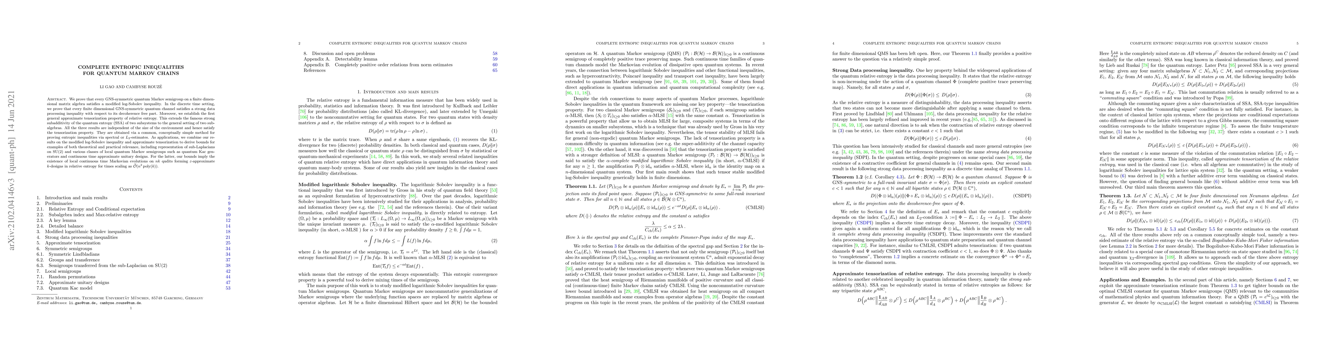 Thumbnail for Complete entropic inequalities for quantum Markov chains