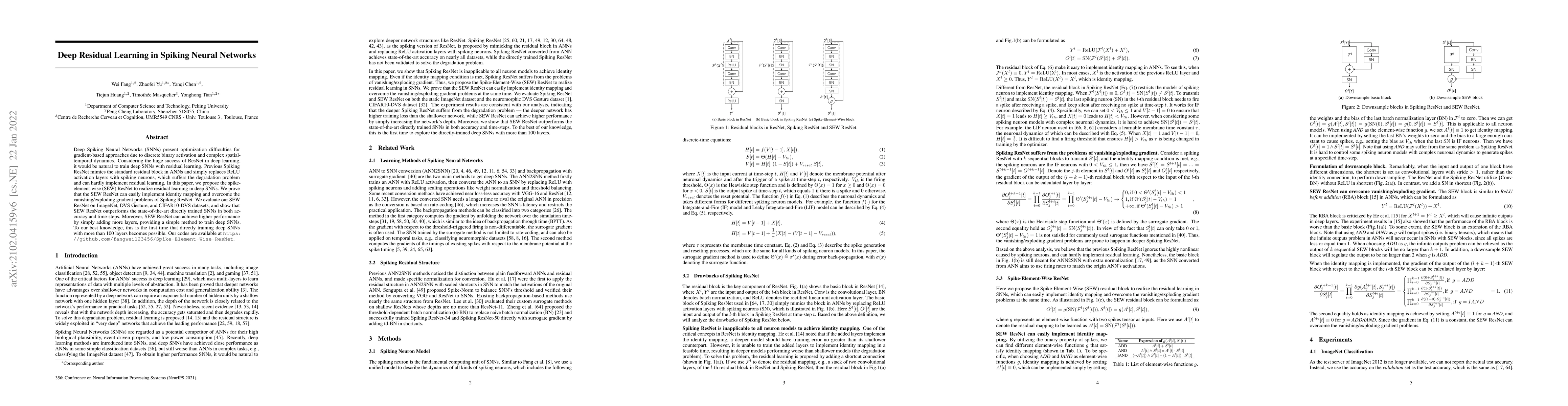 Thumbnail for Deep Residual Learning in Spiking Neural Networks