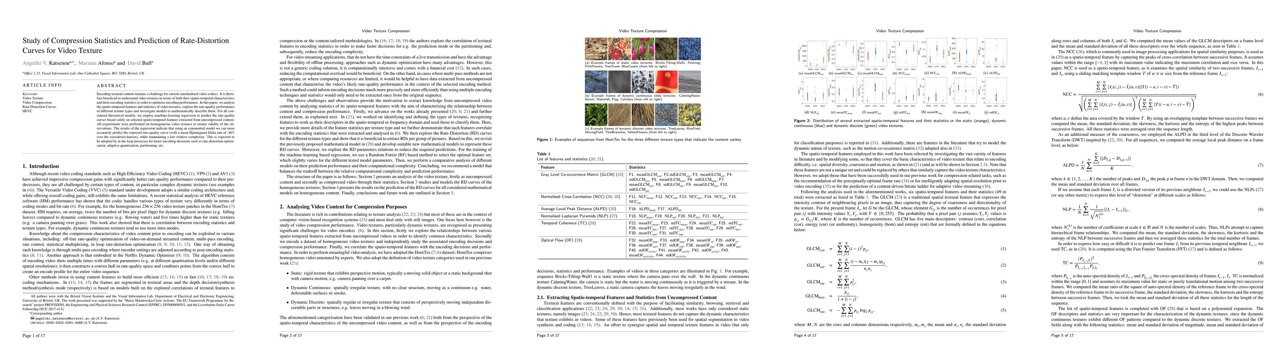 Thumbnail for Study of Compression Statistics and Prediction of Rate-Distortion Curves
  for Video Texture