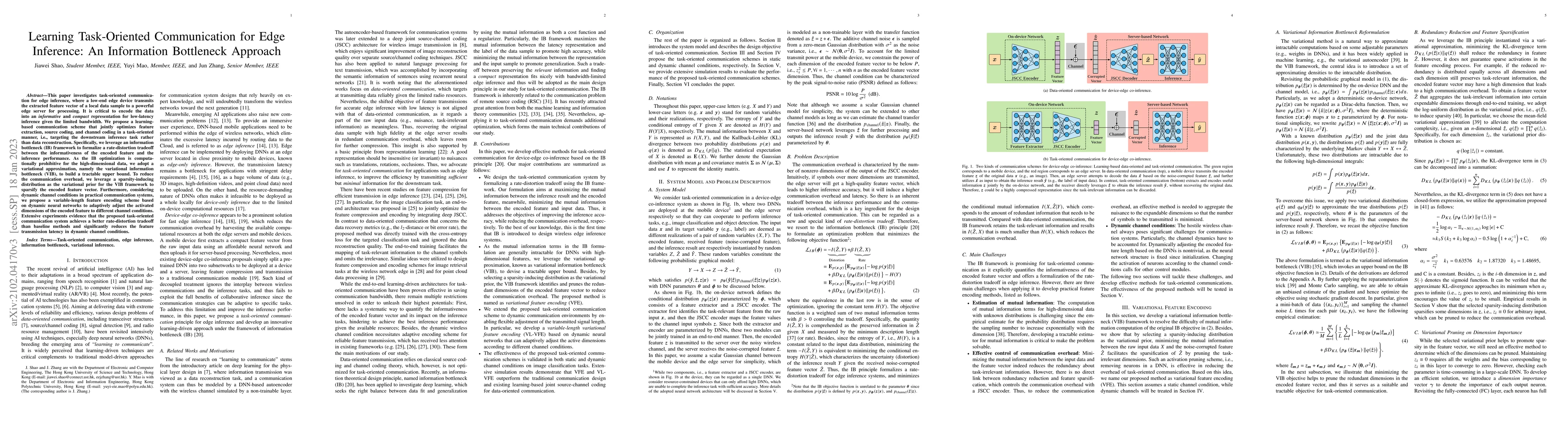 Thumbnail for Learning Task-Oriented Communication for Edge Inference: An Information
  Bottleneck Approach