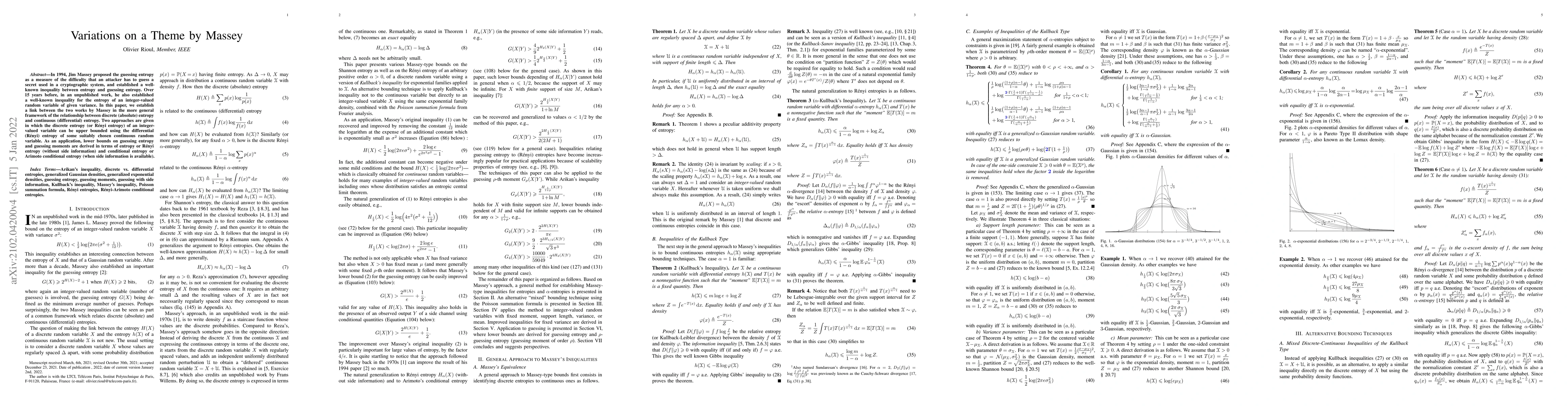 Thumbnail for Variations on a Theme by Massey