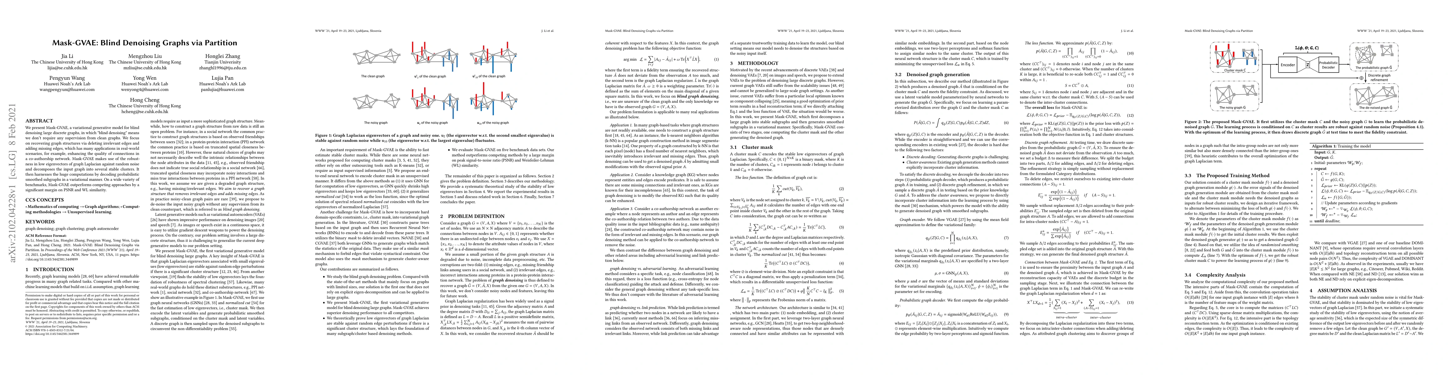 Thumbnail for Mask-GVAE: Blind Denoising Graphs via Partition