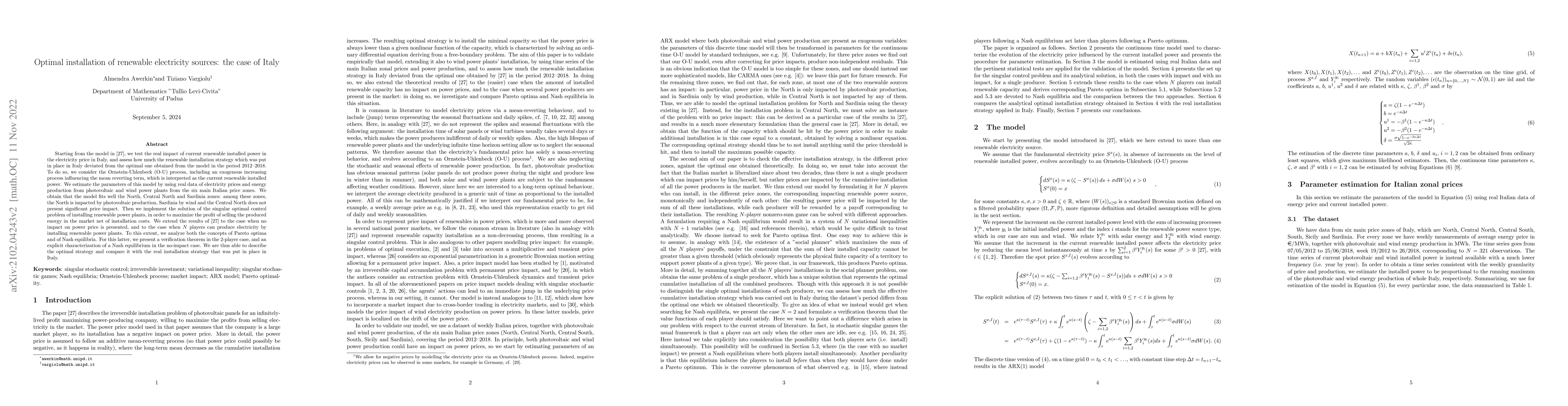 Thumbnail for Optimal installation of renewable electricity sources: the case of Italy