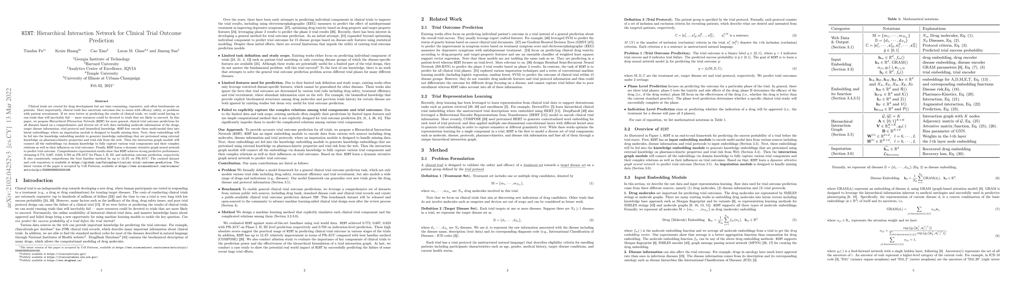 Thumbnail for HINT: Hierarchical Interaction Network for Trial Outcome Prediction
  Leveraging Web Data