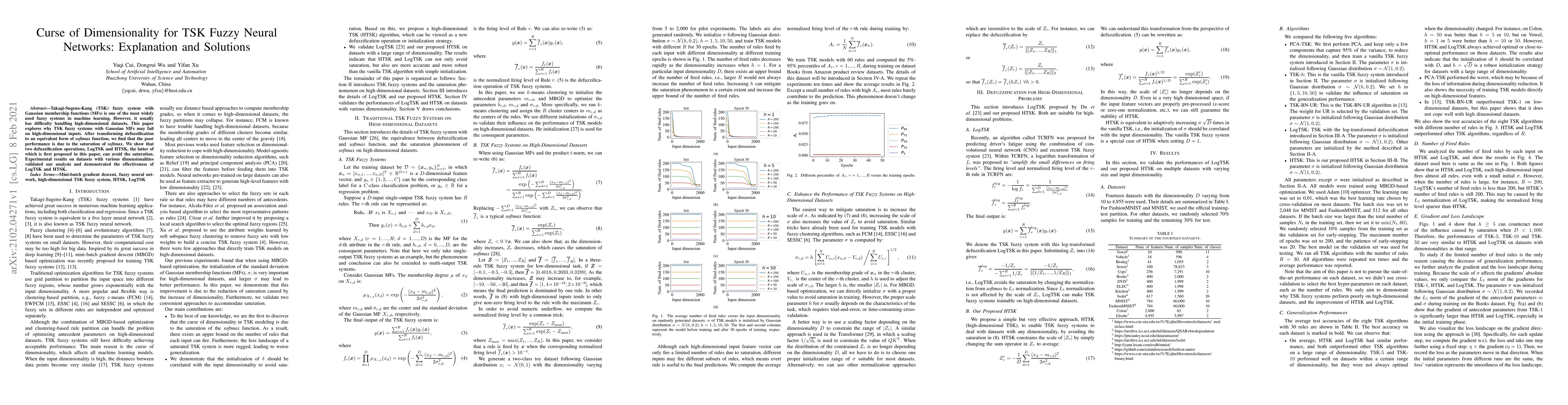 Thumbnail for Curse of Dimensionality for TSK Fuzzy Neural Networks: Explanation and
  Solutions