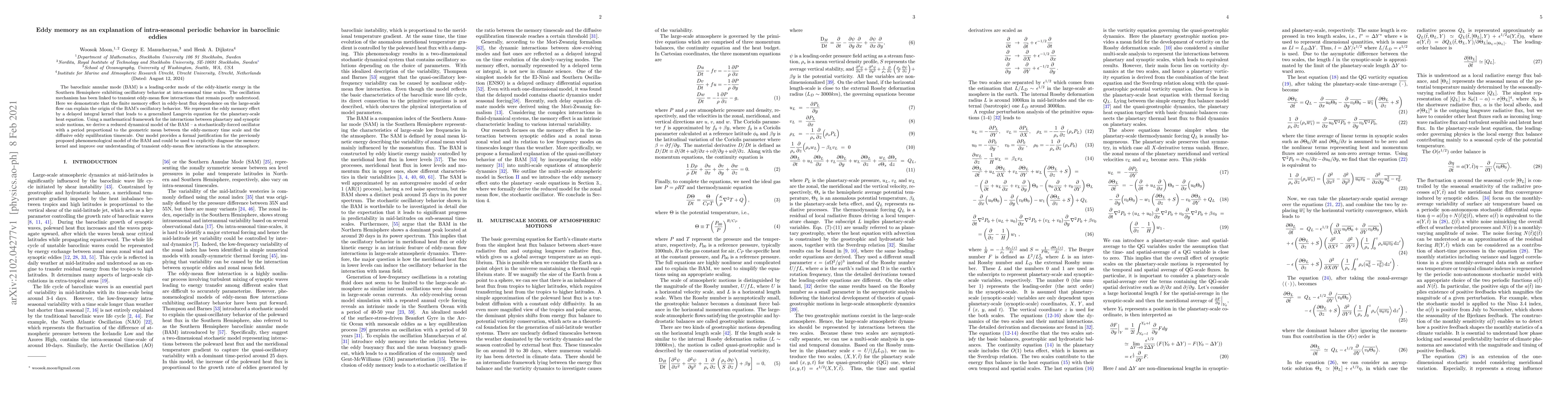 Thumbnail for Eddy memory as an explanation of intra-seasonal periodic behavior in
  baroclinic eddies