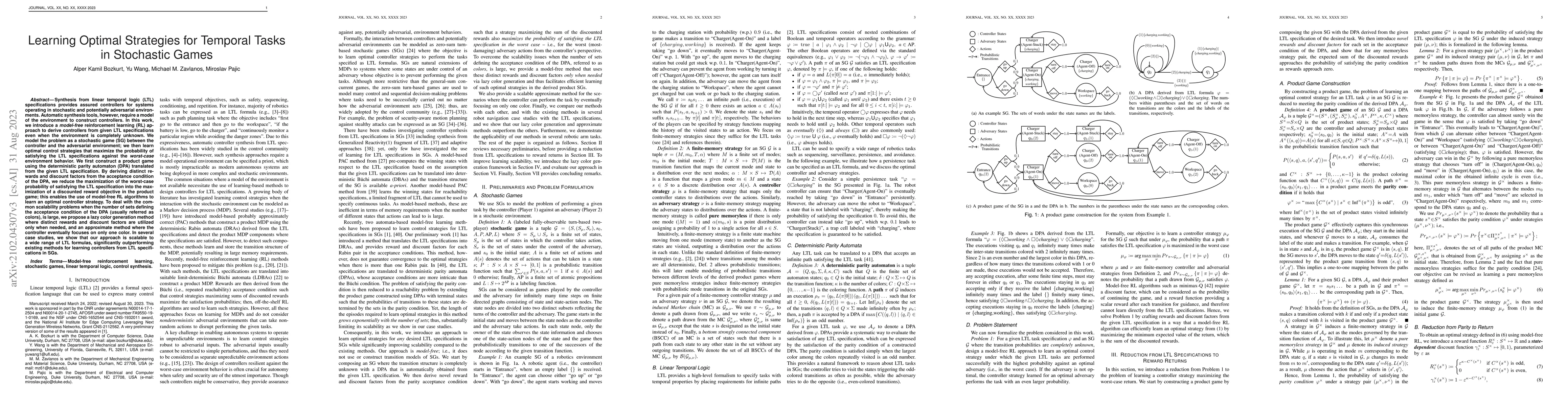 Thumbnail for Learning Optimal Strategies for Temporal Tasks in Stochastic Games