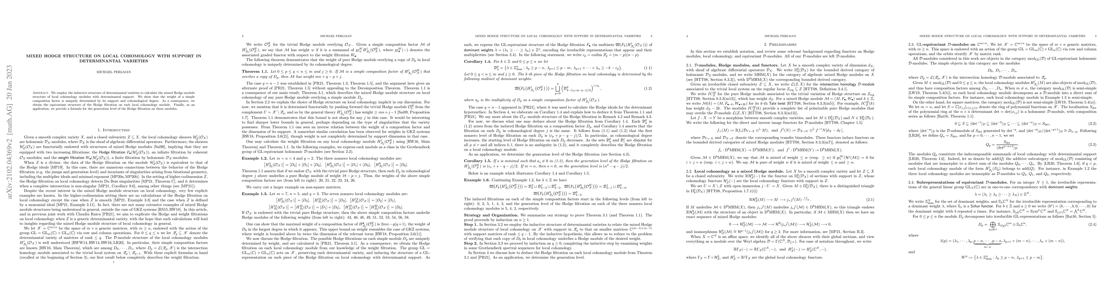 Thumbnail for Mixed Hodge structure on local cohomology with support in determinantal
  varieties