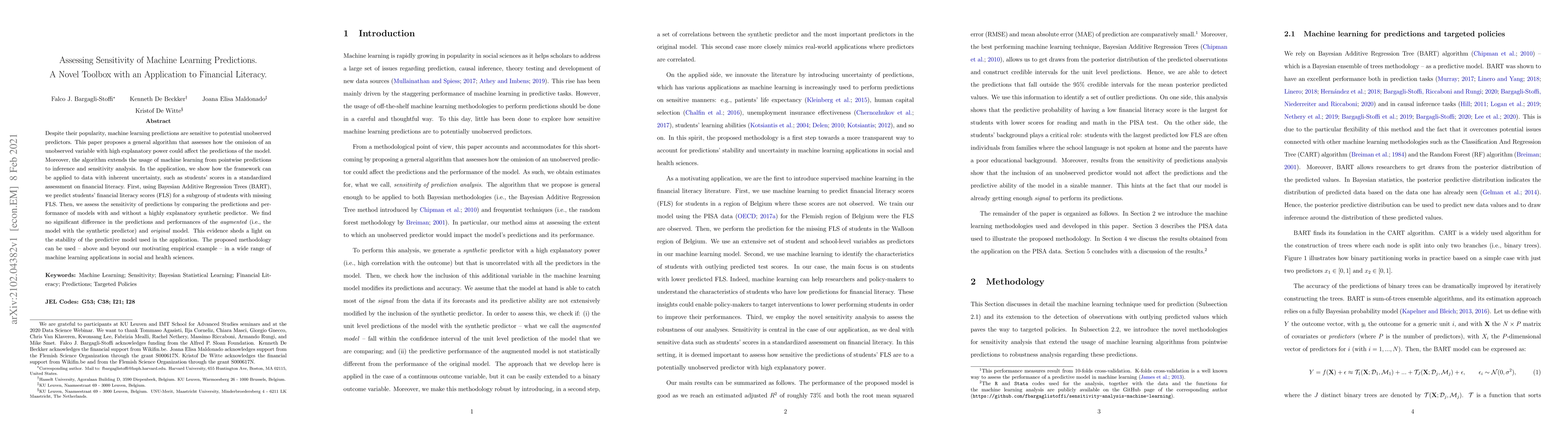Thumbnail for Assessing Sensitivity of Machine Learning Predictions.A Novel Toolbox
  with an Application to Financial Literacy