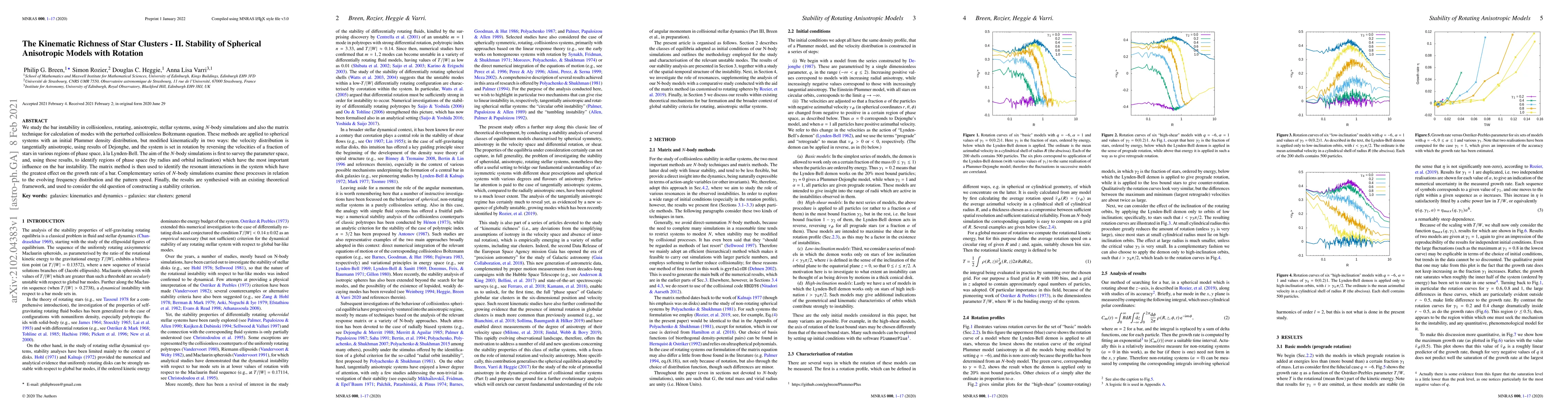 Thumbnail for The Kinematic Richness of Star Clusters - II. Stability of Spherical
  Anisotropic Models with Rotation