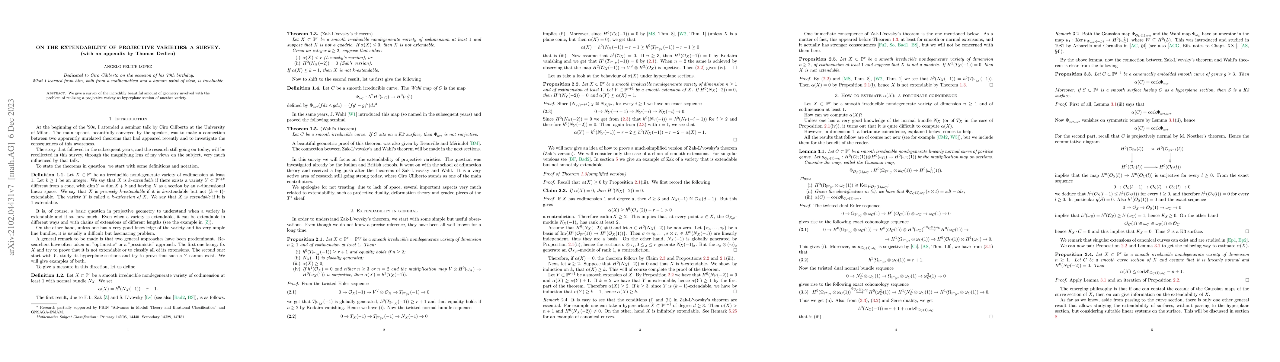 Thumbnail for On the extendability of projective varieties: a survey