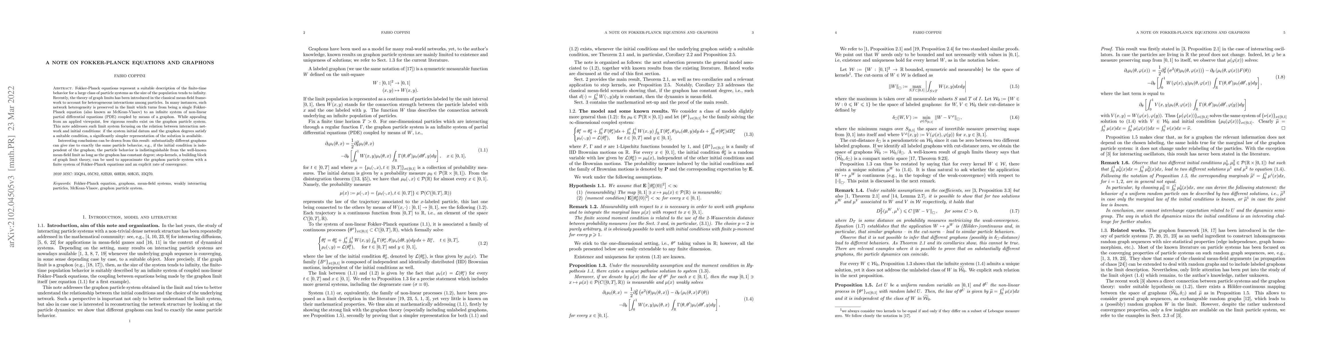 Thumbnail for A note on Fokker-Planck equations and graphons