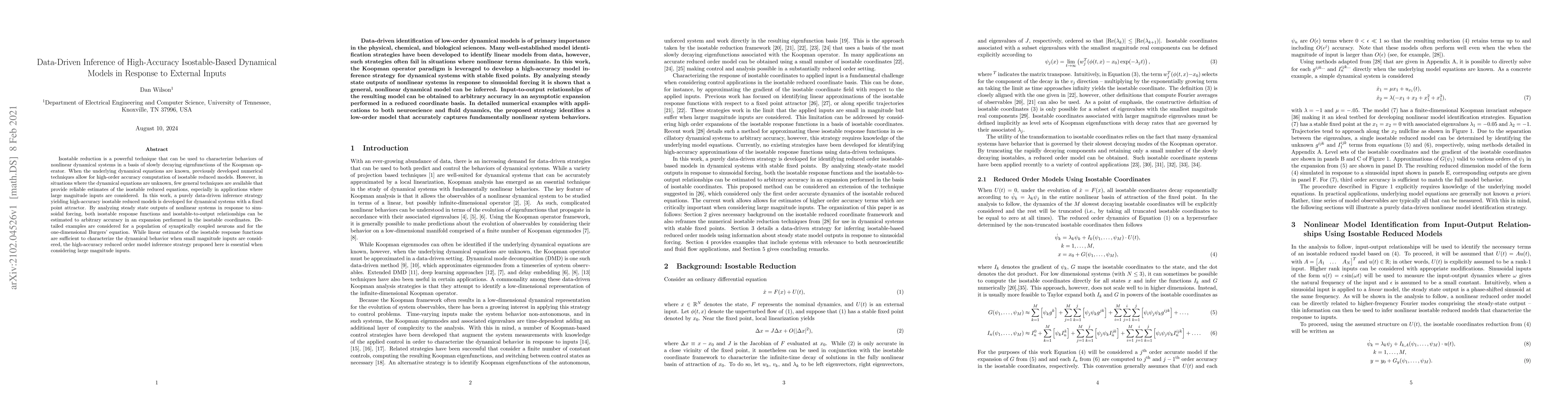 Thumbnail for Data-Driven Inference of High-Accuracy Isostable-Based Dynamical Models
  in Response to External Inputs
