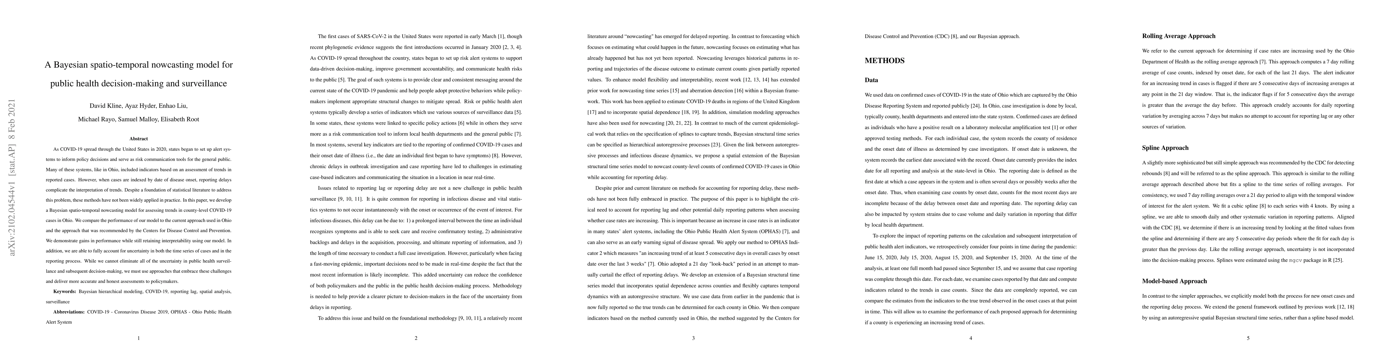 Thumbnail for A Bayesian spatio-temporal nowcasting model for public health
  decision-making and surveillance