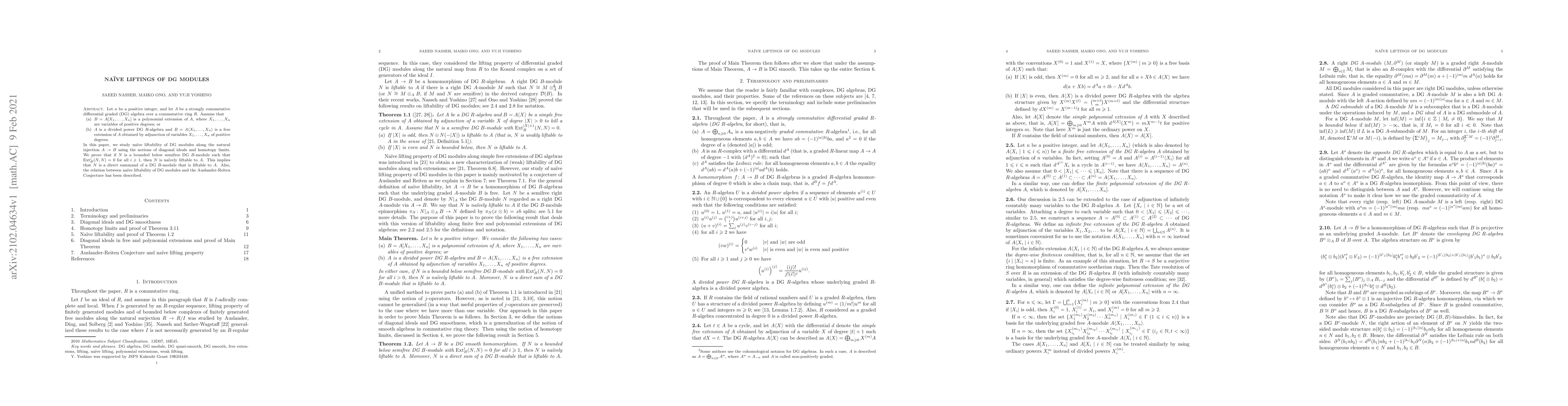 Thumbnail for Naive liftings of DG modules