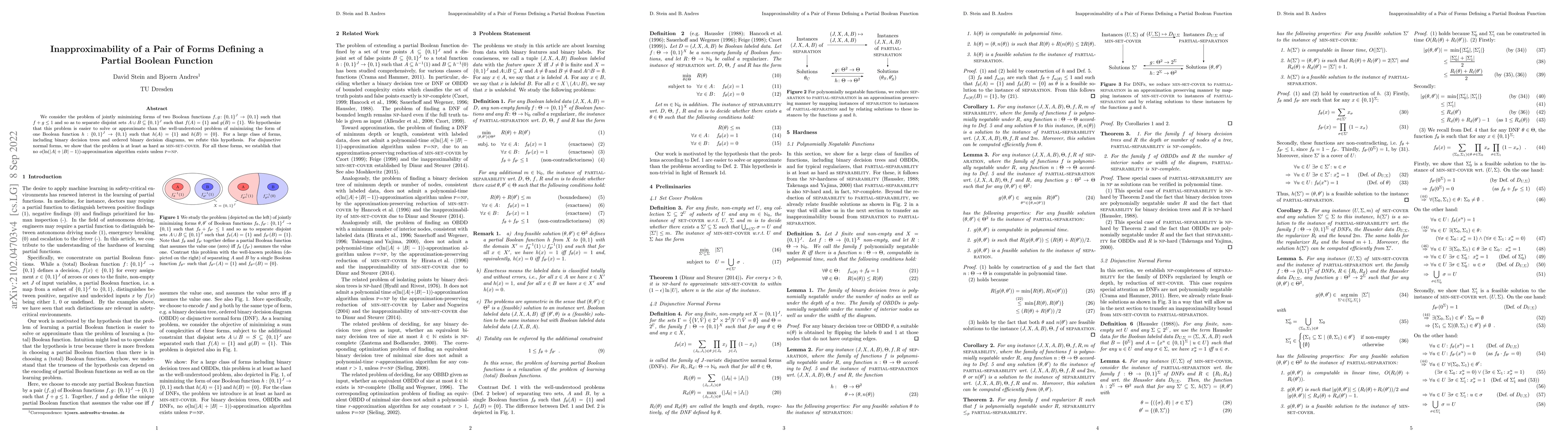 Thumbnail for Inapproximability of a Pair of Forms Defining a Partial Boolean Function