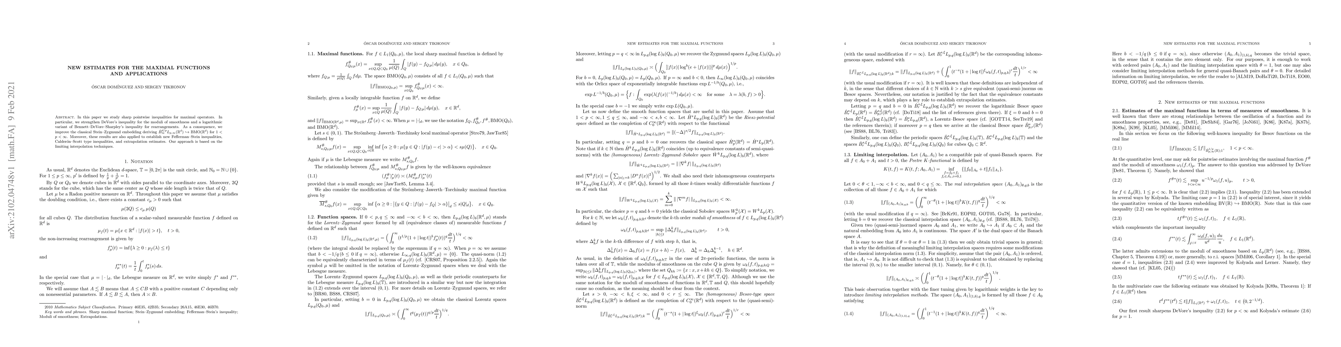 Thumbnail for New estimates for the maximal functions and applications