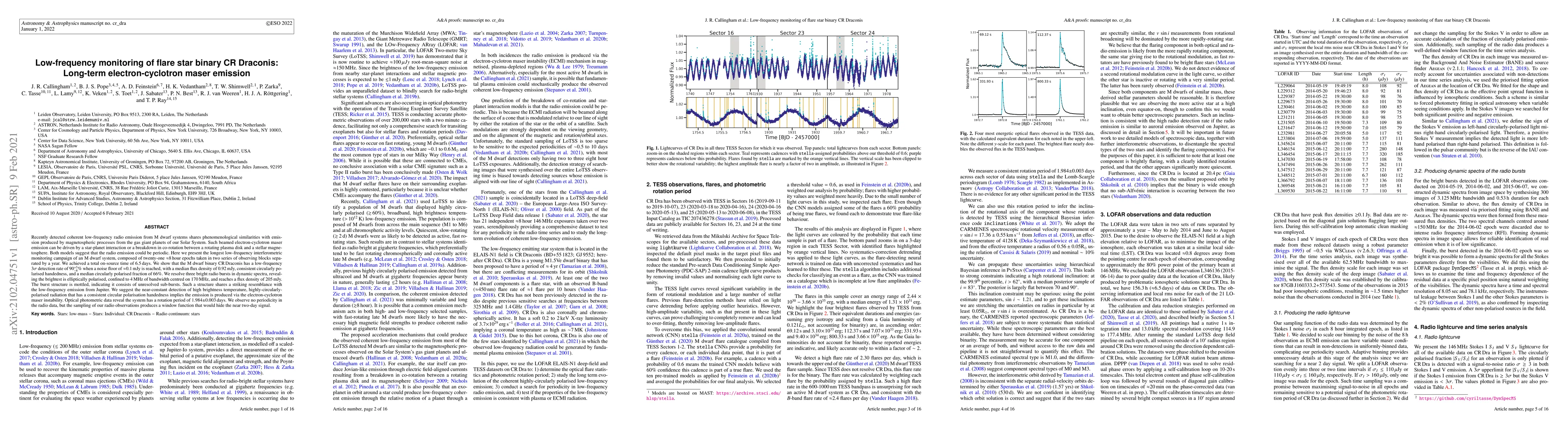 Thumbnail for Low-frequency monitoring of flare star binary CR Draconis: Long-term
  electron-cyclotron maser emission