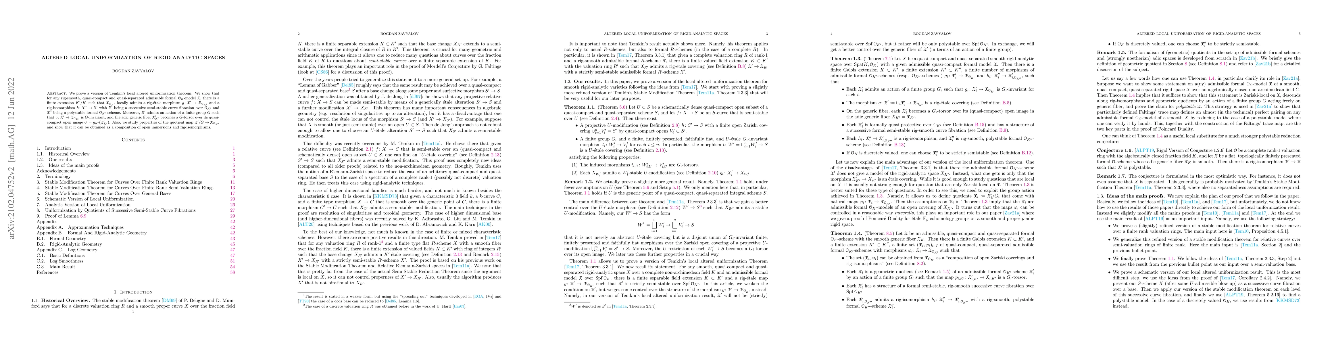 Thumbnail for Altered Local Uniformization Of Rigid-Analytic Spaces