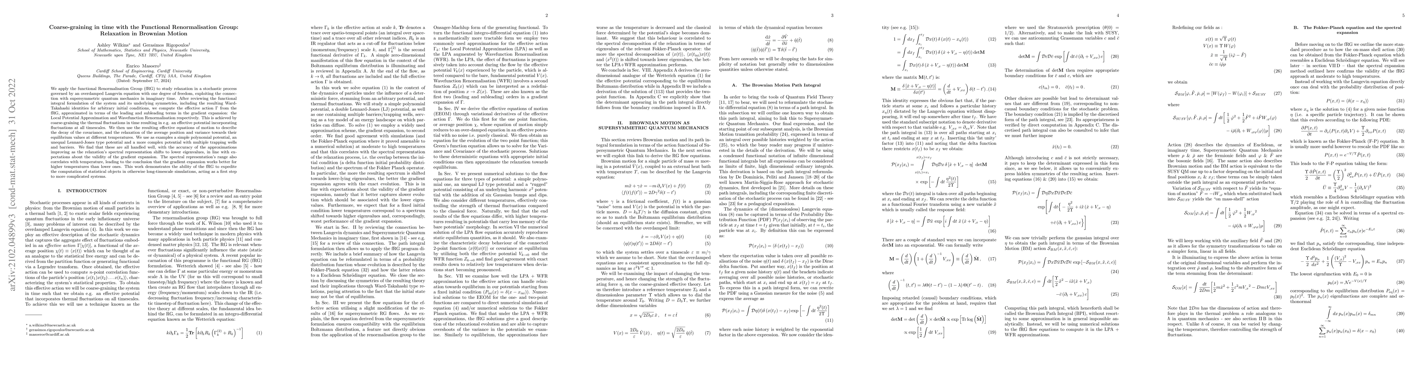 Thumbnail for Coarse-graining in time with the Functional Renormalisation Group:
  Relaxation in Brownian Motion