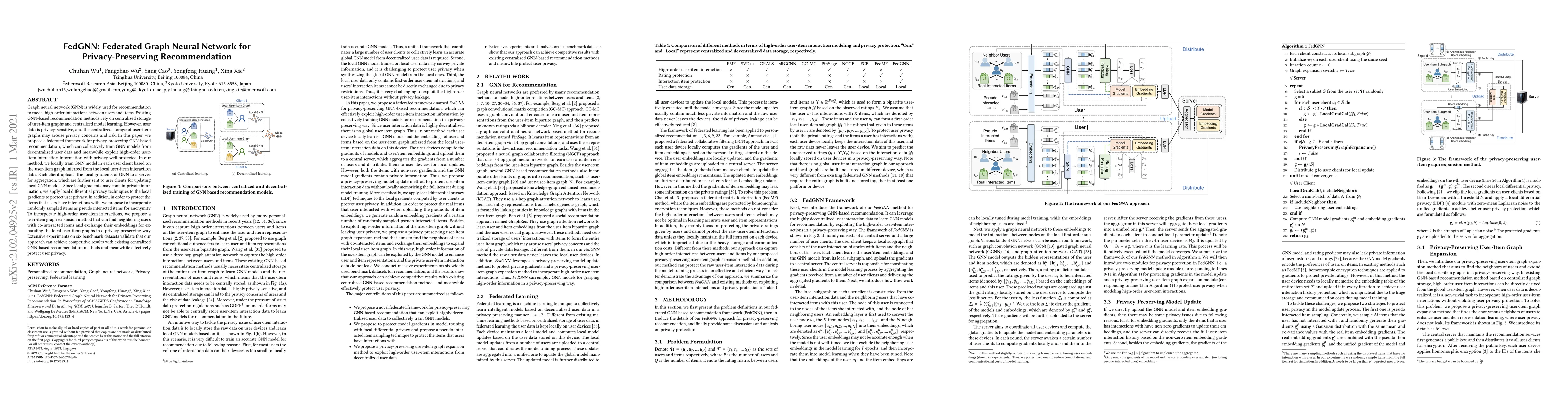 Thumbnail for FedGNN: Federated Graph Neural Network for Privacy-Preserving
  Recommendation