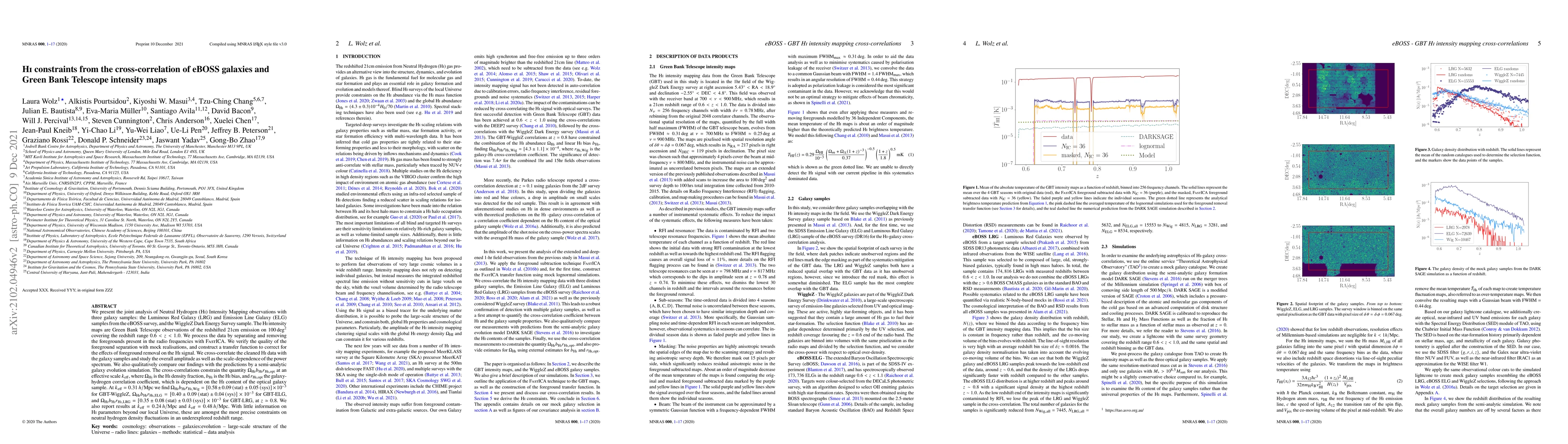 Thumbnail for HI constraints from the cross-correlation of eBOSS galaxies and Green
  Bank Telescope intensity maps