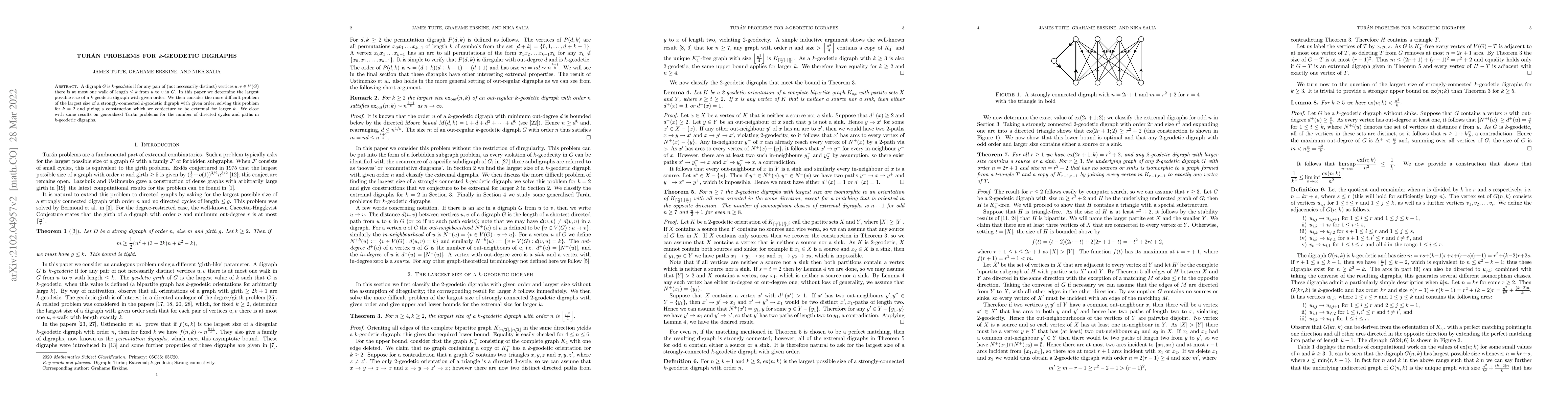 Thumbnail for Turan problems for $k$-geodetic digraphs