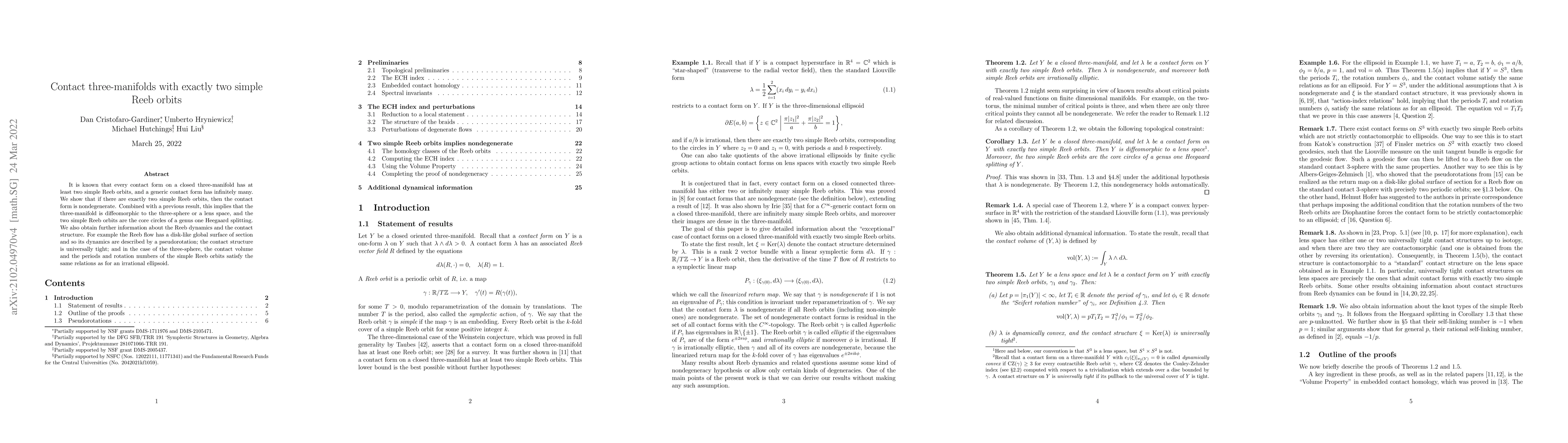 Thumbnail for Contact three-manifolds with exactly two simple Reeb orbits