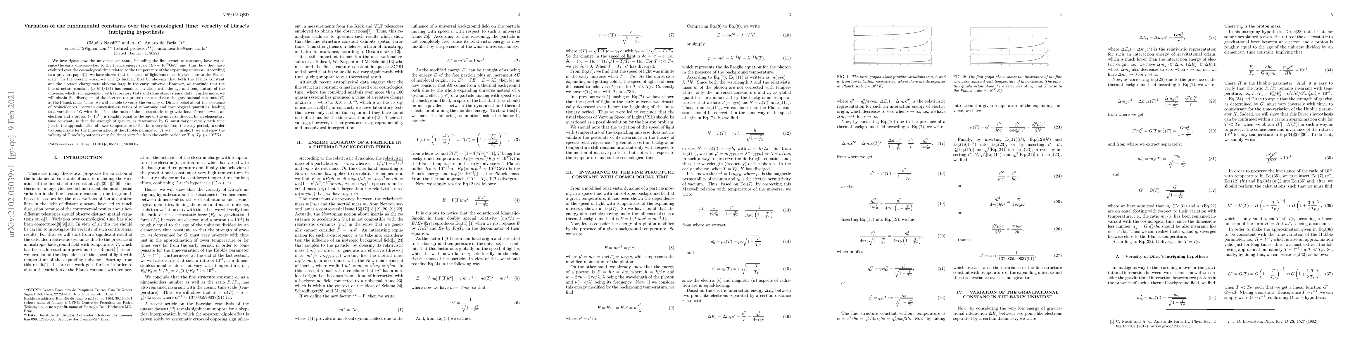 Thumbnail for Variation of the fundamental constants over the cosmological time:
  veracity of Dirac's intriguing hypothesis