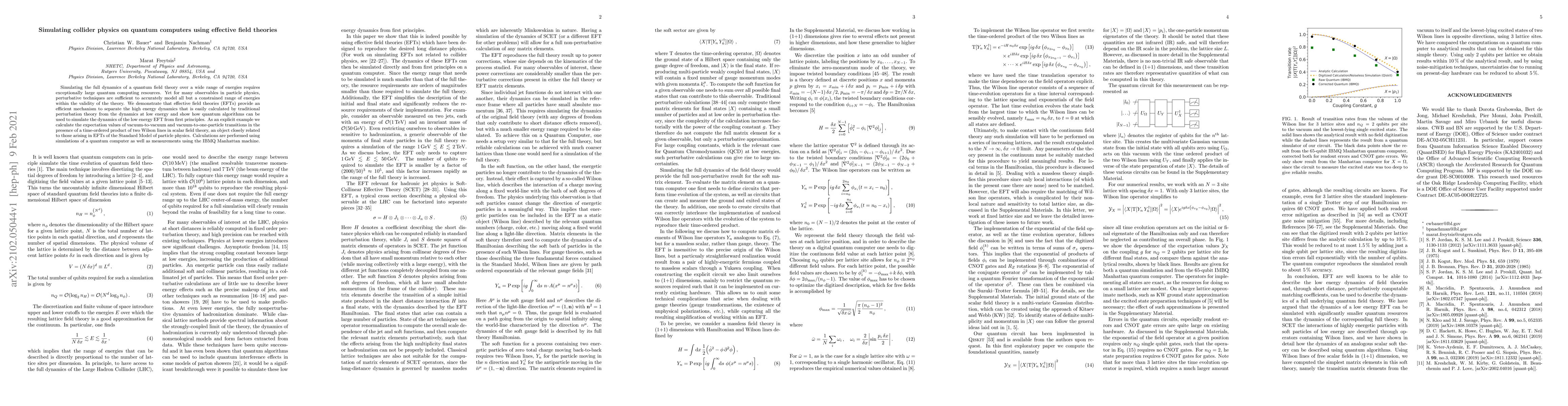Thumbnail for Simulating collider physics on quantum computers using effective field
  theories