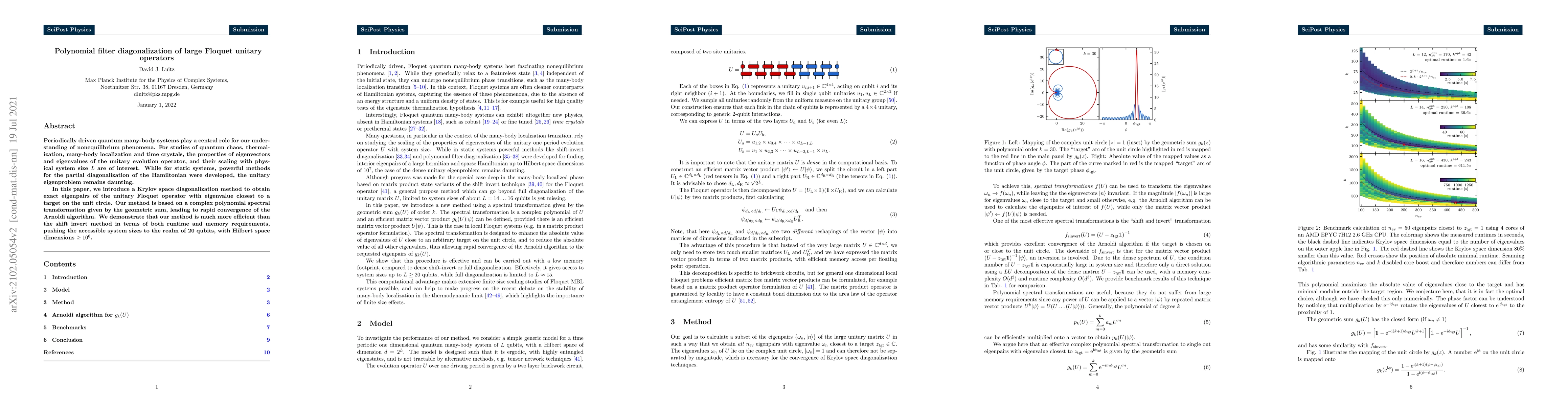 Thumbnail for Polynomial filter diagonalization of large Floquet unitary operators