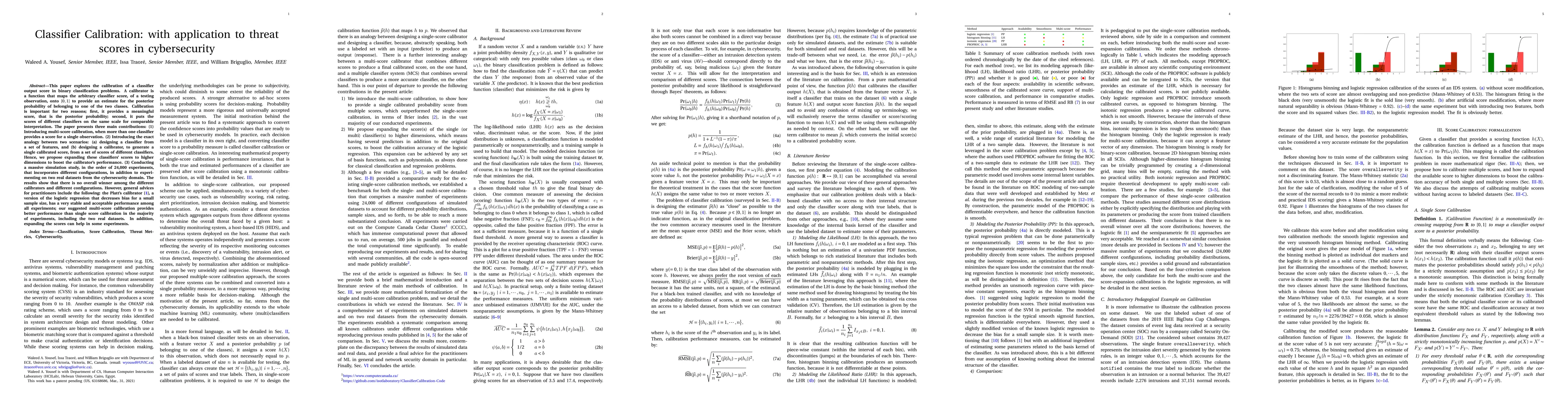 Thumbnail for Classifier Calibration: with application to threat scores in
  cybersecurity