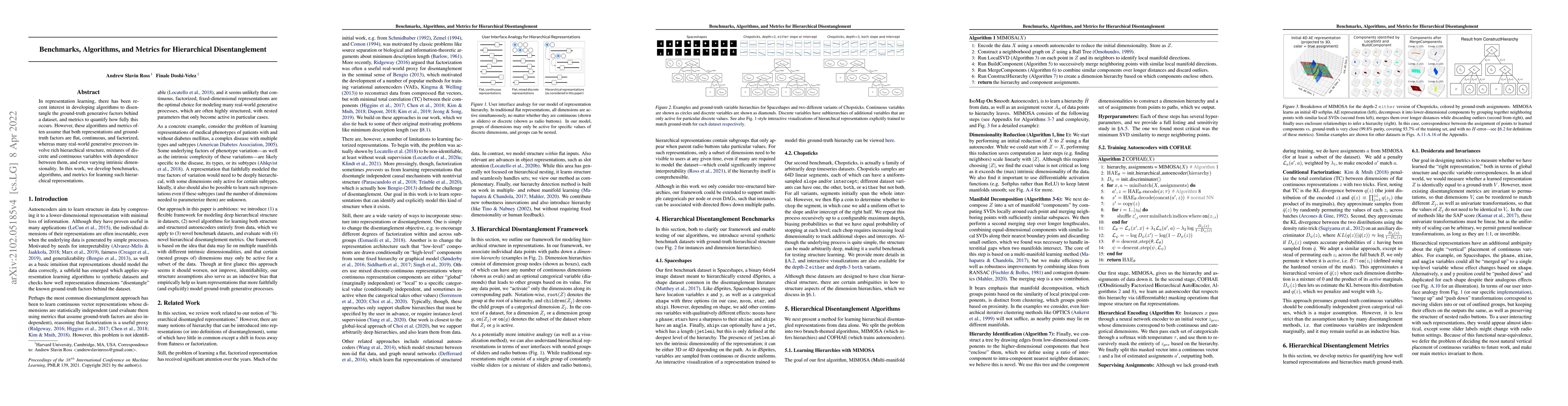 Thumbnail for Benchmarks, Algorithms, and Metrics for Hierarchical Disentanglement