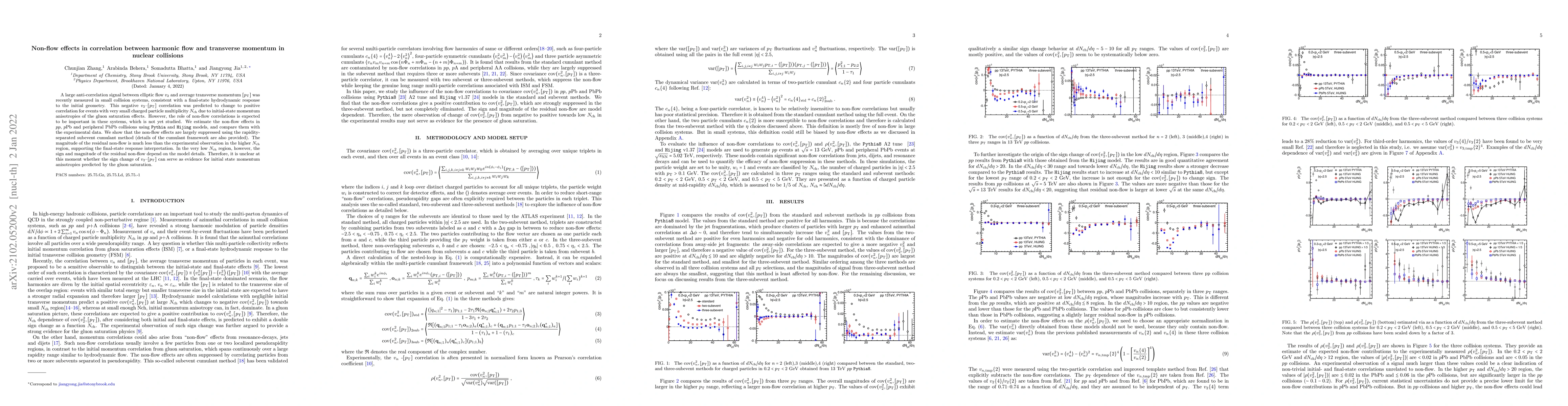 Thumbnail for Non-flow effects in correlation between harmonic flow and transverse
  momentum in nuclear collisions