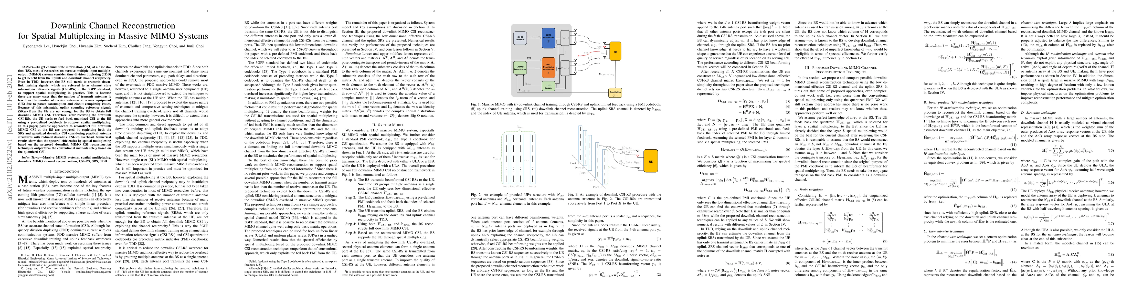 Thumbnail for Downlink Channel Reconstruction for Spatial Multiplexing in Massive MIMO
  Systems